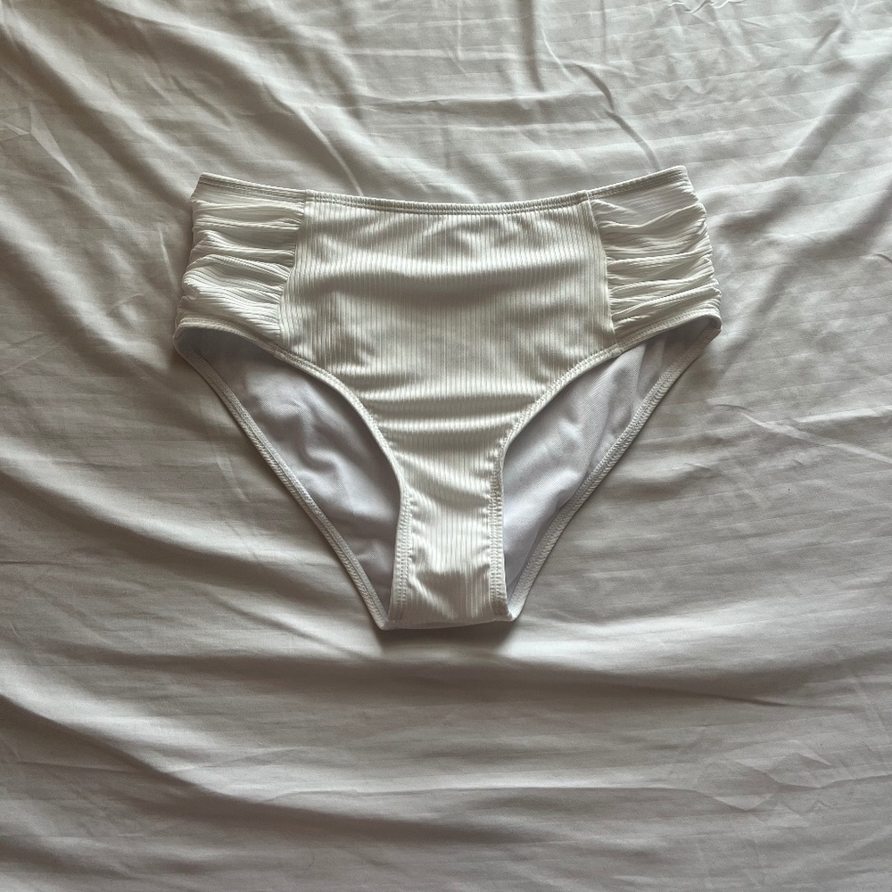small shein white high waisted bikini bottom